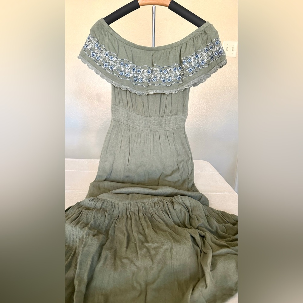 Miami off shoulder maxi sundress with embroidery size small